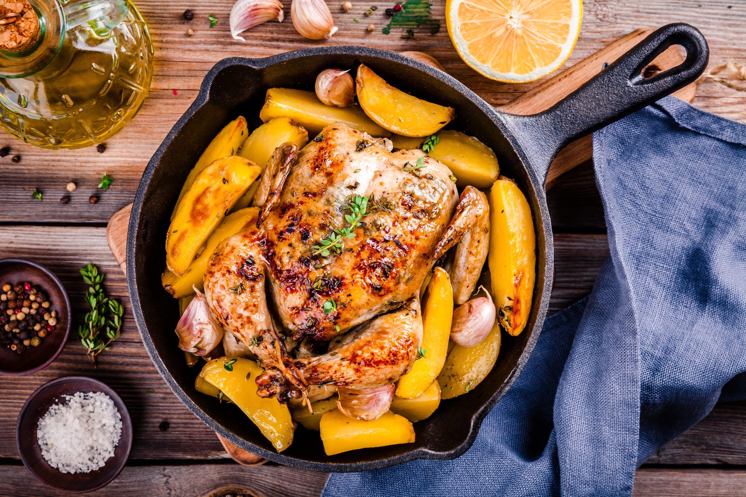 Lemon & Herb Whole Roast Chicken with Potatoes