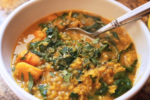 Hearty Coconut Sweet Potato Curry with Avocado